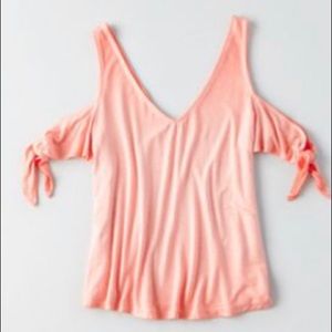 American Eagle Outfitters Tops - NEVER WORN AEO COLD SHOULDER coral shirt American Eagle Outfitters Tops - NEVER WORN AEO COLD SHOULDER coral shirt